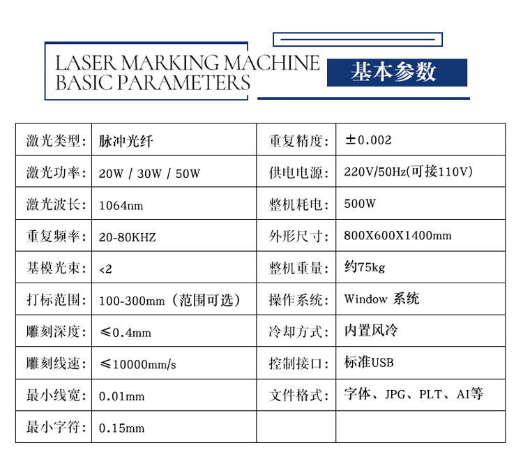 光纤打标机参数