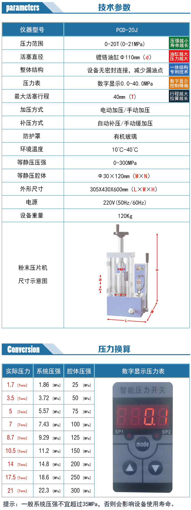 pcd-20j参数